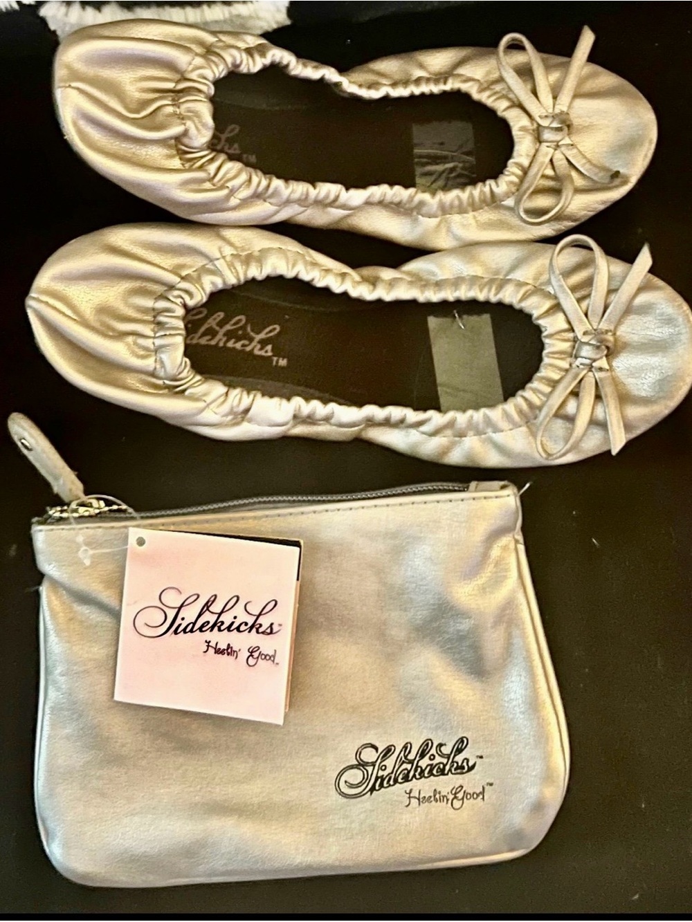 Sidekicks Pewter Ballet Flats with Matching Wristlet